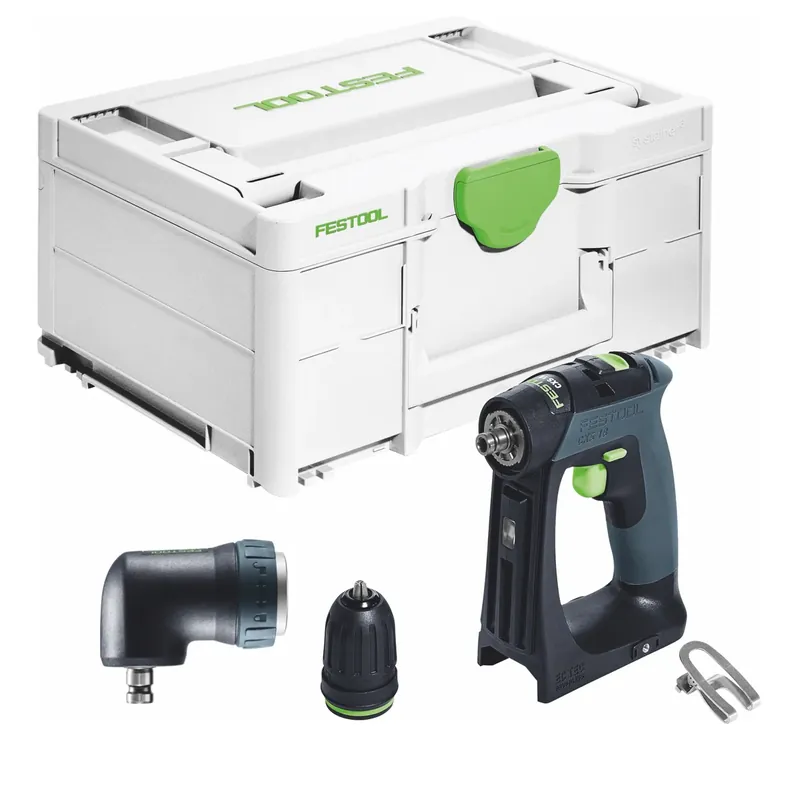 Festool CXS 18-Basic Akku Bohrschrauber 18 V 40 Nm Brushless + Winkelvorsatz + Systainer - ohne Akku, ohne Ladegerät Expressversand