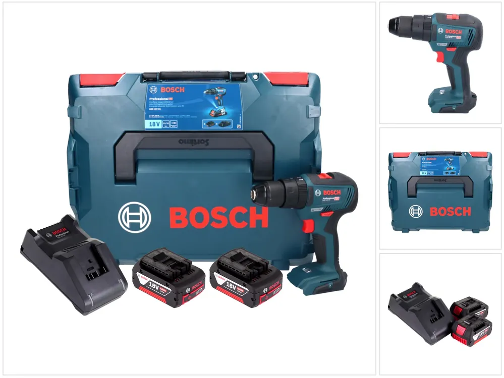Bosch GSB 18V-55 Professional Akku Schlagbohrschrauber 18 V 55 Nm Brushless ( 06019H5300 ) + 2x Akku 4,0 Ah + Ladegerät + L-Boxx Markenprodukt