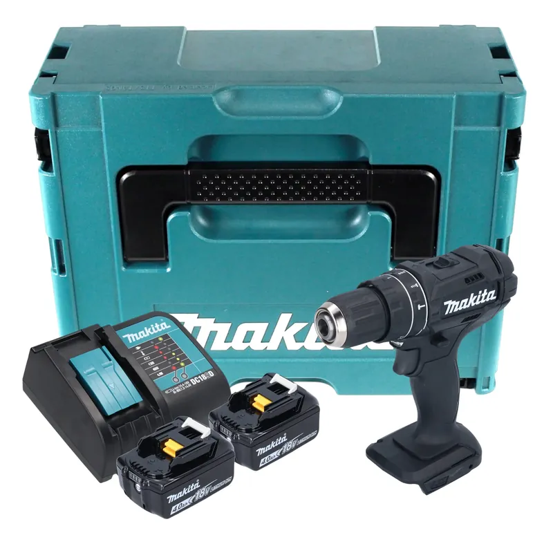 Makita DHP 482 SMJB Akku Schlagbohrschrauber 18 V 62 Nm Schwarz + 2x Akku 4,0 Ah + Ladegerät + Makpac Neue Ware
