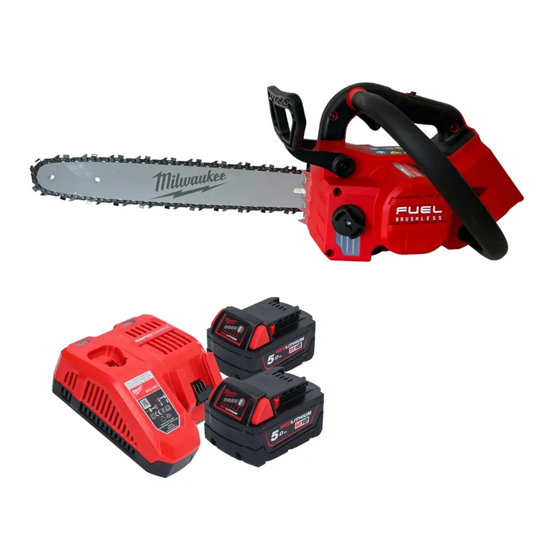 Neue Kollektion Milwaukee M18 FTHCHS35-552 Akku-Einhand-Kettensäge 35 cm + 2x Akku 5,0 Ah + Ladegerät