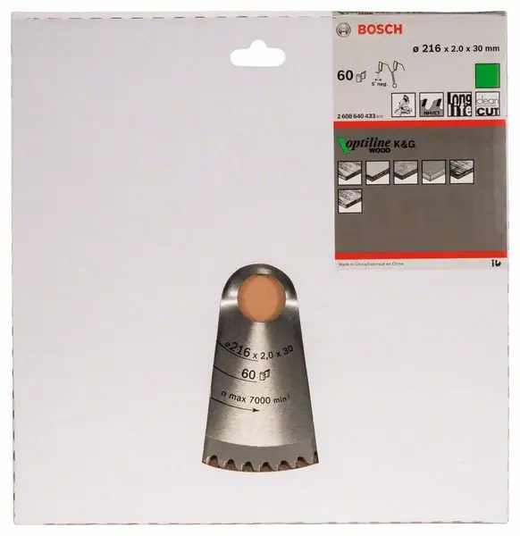 BOSCH Kreissägeblatt Außen-Ø 216 mm Zähnezahl 60 WZ/N ( 8000342020 ) Expressversand