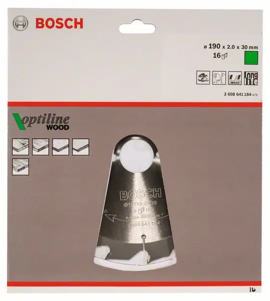 Markenprodukt BOSCH Kreissägeblatt Optiline Wood Außen-Ø 190 mm Zähnezahl 16 WZ ( 4000909021 )