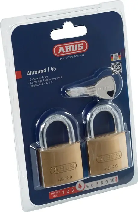 Markenware ABUS Zylindervorhangschloss 45/40 Twins B/SB Schlosskörperbreite 39 mm ( 3000280054 )