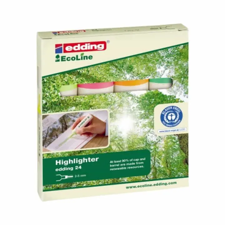 EDDING Textmarker 24 EcoLine Neonfarben gelb /orange/rosa/hellgrün ( 9000487799 ) Neue Kollektion