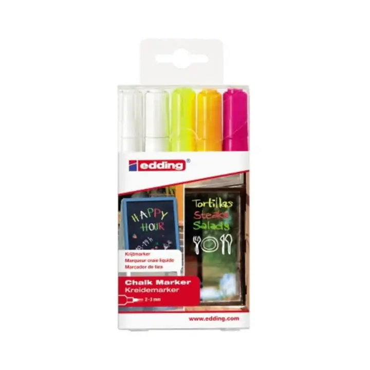 EDDING Kreidemarker 4095 2x weiß/neongelb/neonorange/neonrosa ( 9000487975 ) Saisonangebot