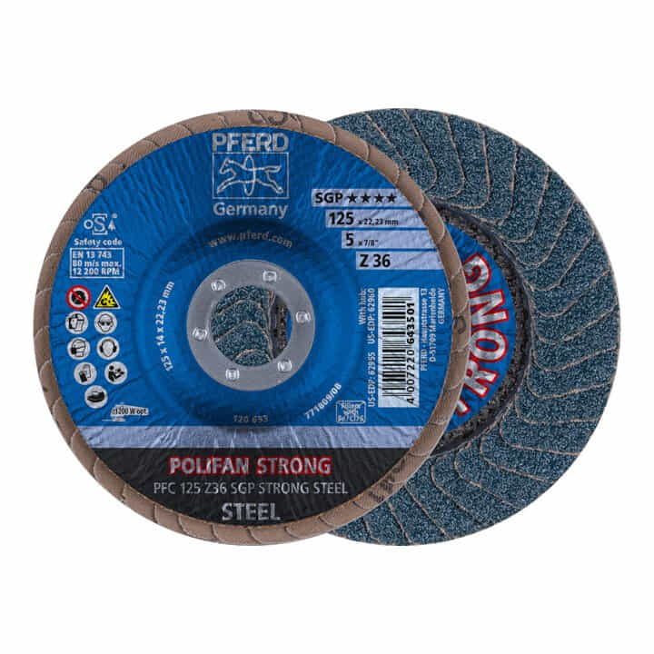 Neue Kollektion PFERD Fächerscheibe POLIFAN Z SGP STRONG STEEL Ø 125 mm Körnung 36 konisch ( 4000842892 )