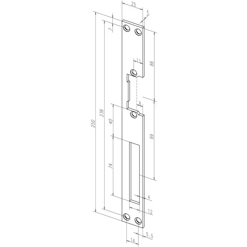 Garantierte Lieferung ASSA ABLOY Flachschließblech 021 Edelstahl matt käntig ( 3000251803 )
