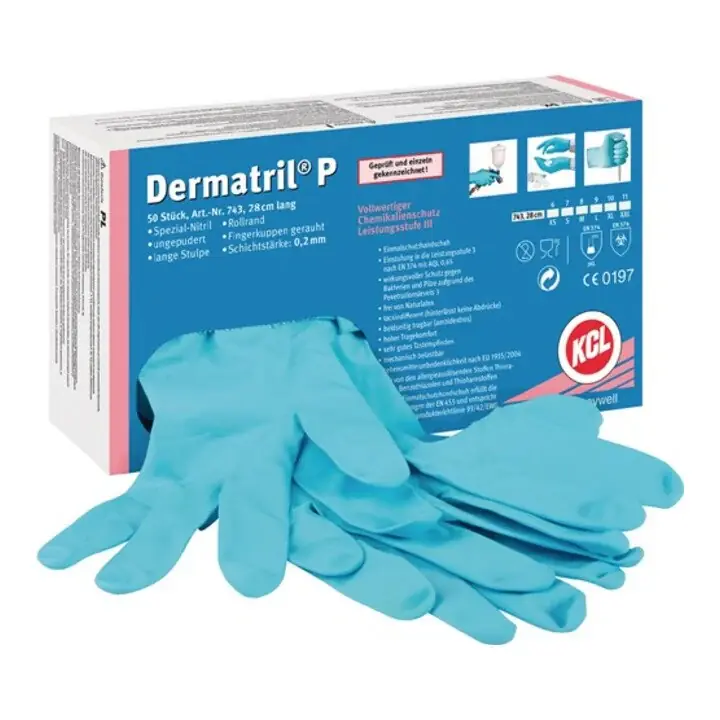 HONEYWELL Einweghandschuhe Dermatril P 743 Größe 8 blau ( 4000371734 ) Schnäppchen