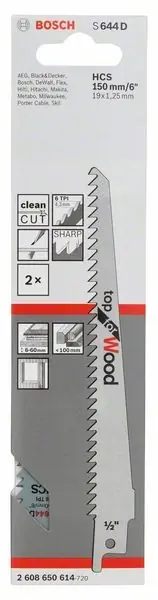 Neuheit BOSCH Säbelsägeblatt S 644 D Länge 150 mm Breite 19 mm ( 4000837585 )