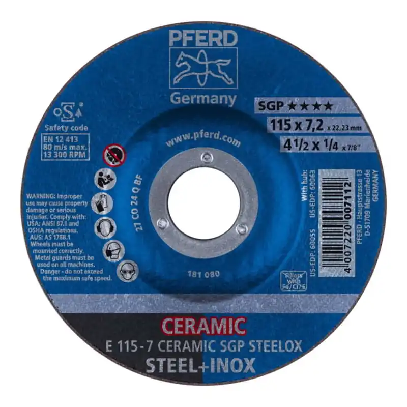 Markenware PFERD Schruppscheibe CERAMIC SGP STEELOX D115xS7mm ( 4000843236 )