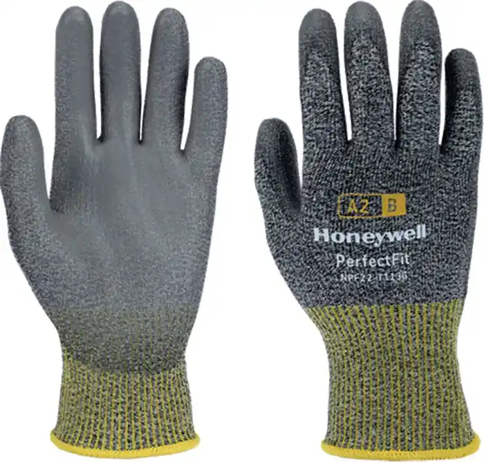Markenprodukt HONEYWELL Schnittschutzhandschuhe New Perfect Fit 13G PU A2/B Größe 10 grau/gelb ( 4000391439 )