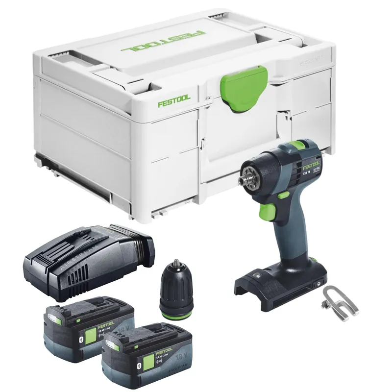 Festool TXS 18-Basic Akku Bohrschrauber 18 V 40 Nm Brushless + 2x Akku 5,0 Ah + Schnellladegerät + Systainer Garantierte Lieferung