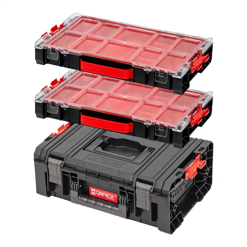 Finale Aktion Qbrick System Werkzeugkasten Set PRO Technician Case 2.0 450 x 332 x 171 mm 12 l IP54 + 2x PRO 100 Organizer 452 x 296 x 79 mm 5 l IP54