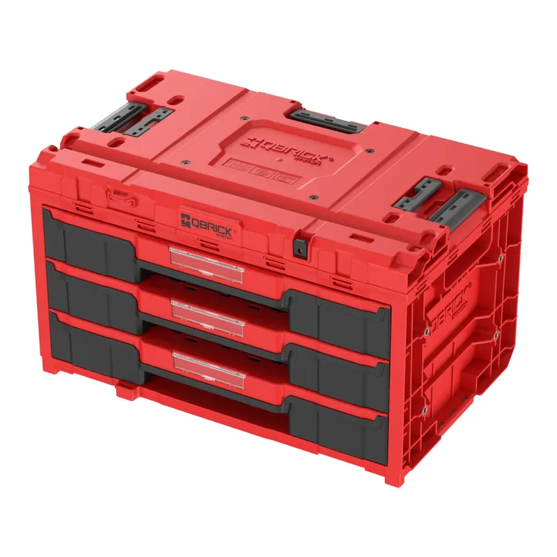Qbrick System ONE Drawer 3 Toolbox 2.0 Red Ultra HD Werkzeugbox 587 x 380 x 340 mm 27 l mit drei Schubladen Neue Ware