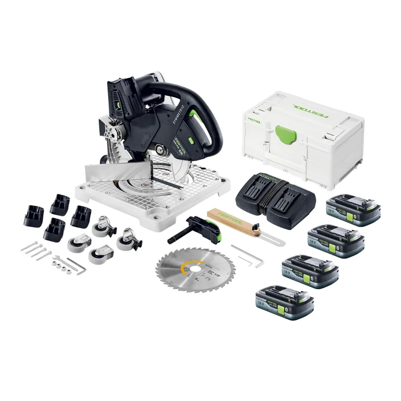 Festool SYMC 70 EB-Basic SYMMETRIC Akku Leistensäge 36 V ( 2 x 18 V ) 216 mm + 4x Akku 4,0 Ah + Doppelladegerät + Systainer Sichere Zahlung