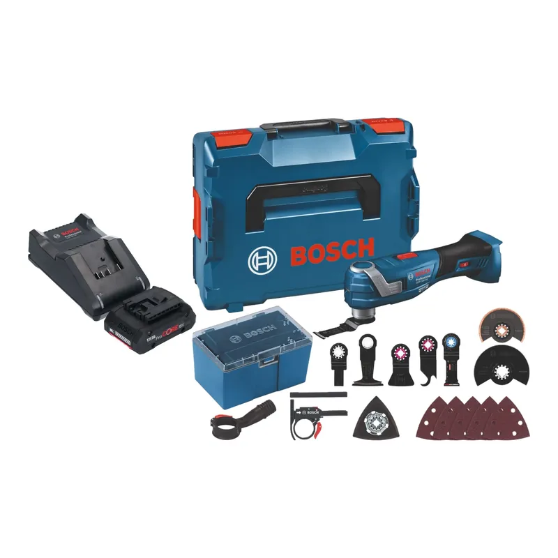 Bosch GOP 18V-34 Professional Akku Multi Cutter 18 V Starlock Plus + 1x ProCore Akku 4,0 Ah + Ladegerät + 17 tlg. Zubehör + L-Boxx Sofort Bestellen