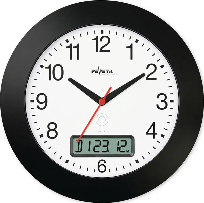 Neuheit Wanduhr ( 9106486631 ) Funkuhr Kunststoff schwarz Zahlen