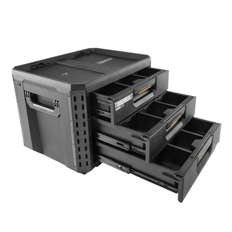 Finale Aktion Toughbuilt STACKTECH TB-B1-D-70-3 XL Werkzeugkiste Box mit 3 Schubladen 53 x 40 x 39 cm + 22x Trennwand