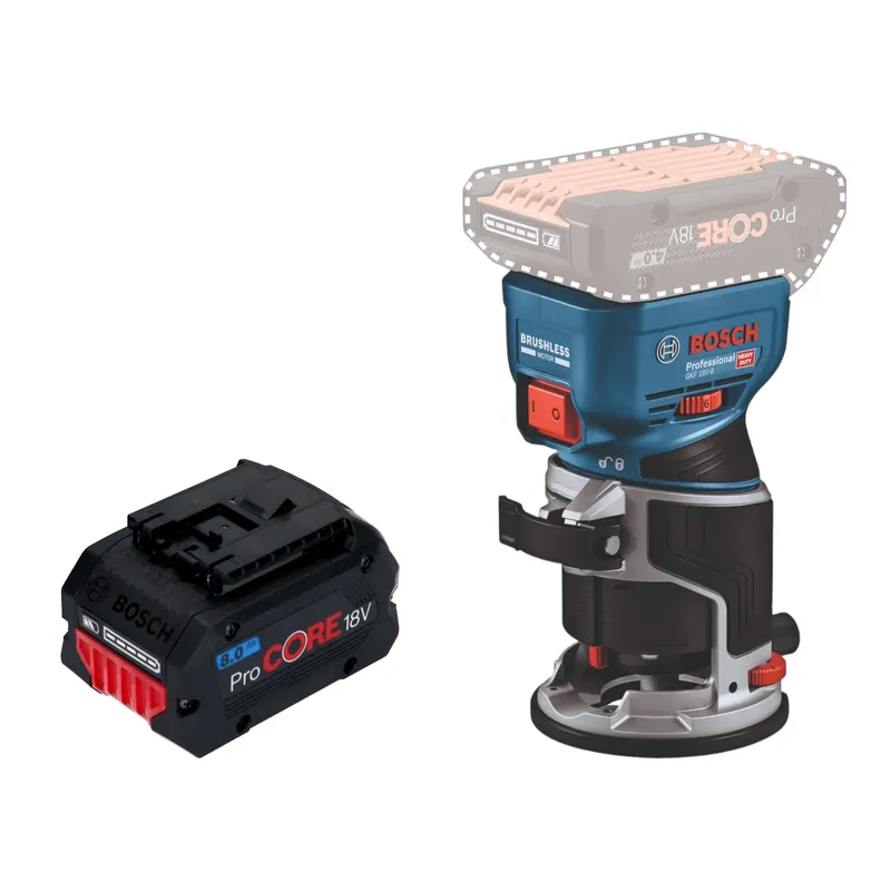 Bosch GKF 18V-8 Professional Akku Kantenfräse 18 V 8,0 mm Brushless + 1x ProCORE Akku 8,0 Ah - ohne Ladegerät Neu
