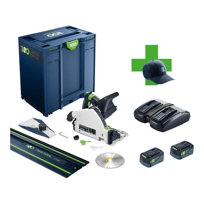 Festool TSC 55 KEBI-Plus/XL-FS 100Y Limited Edition Akku Tauchsäge 18 / 36 V ( 2x 18 V ) 160 mm Brushless ( 578229 ) + 2x Akku 5,0 Ah + Ladegerät + Führungsschiene + Systainer Rabatt