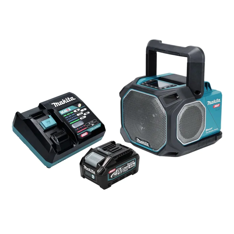 Echt Makita MR 014 GM101 Lautsprecher 14,4 / 18 / 40 V AC/DC Bluetooth Mikrofon + 1x Akku 4,0 Ah + Ladegerät