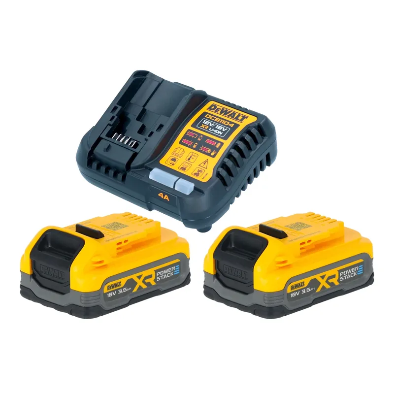 Sonderaktion DeWalt DCB 1104 S2 Akku Starter Set mit Schnell Ladegerät + 2x Powerstack Akku 18 V 3,5 Ah