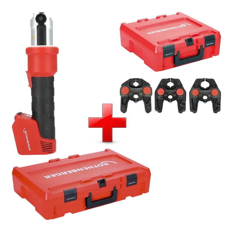 Sichere Zahlung Rothenberger ROMAX NANO Akku Pressmaschine 18 V 34 kN CAS + 3 tlg. SV Pressbacken Set + Rocase - ohne Akku, ohne Ladegerät