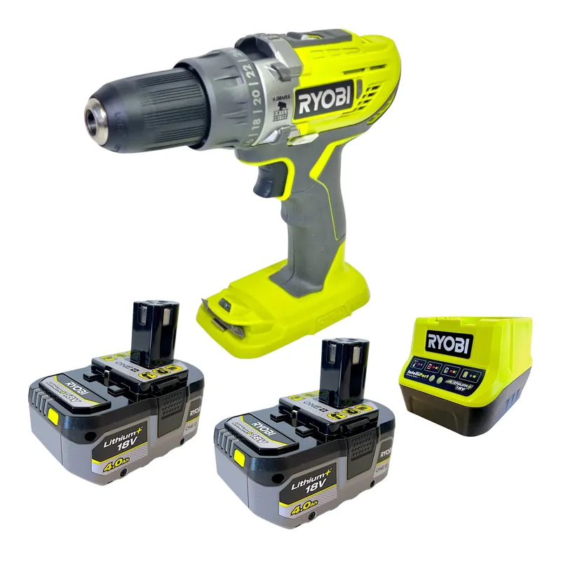 Ryobi R18PD3-0 Akku Schlagbohrschrauber 18 V 50 Nm + 2x Akku 4,0 Ah + Ladegerät Echt