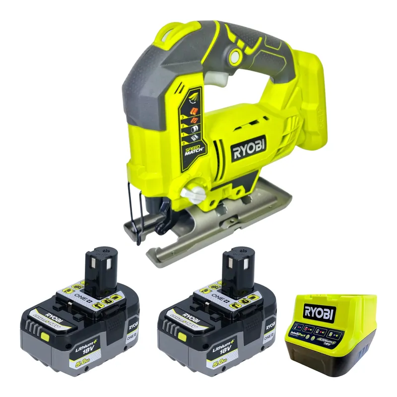 RYOBI R18JS-0 Akku Stichsäge 18 V 101 mm + 2x Akku 5,0 Ah + Ladegerät Expressversand