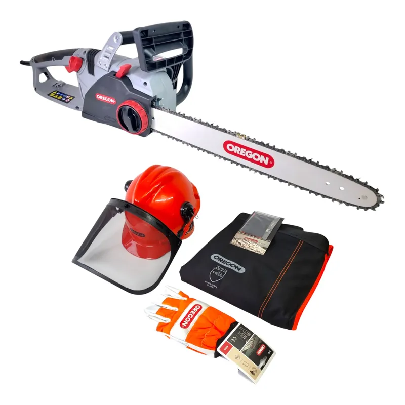 Knallerangebot Oregon CS 1500 Kettensäge 2400 W 45 cm Schnittlänge 3/8" ( 579641 ) + Schutzausrüstung Set ( 574742A ) Schutzhelm / Beinschutz / Handschuhe