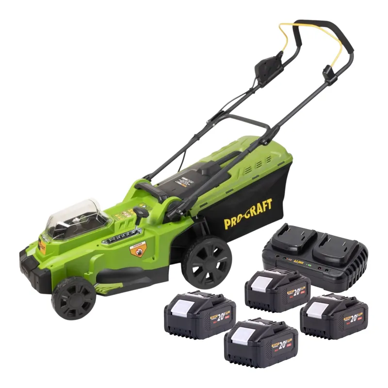 Procraft PLM20bb Akku Rasenmäher 40 V ( 2x 20 V ) 370 mm Brushless + 4x Akku 8,0 Ah + Ladegerät Top-Angebot