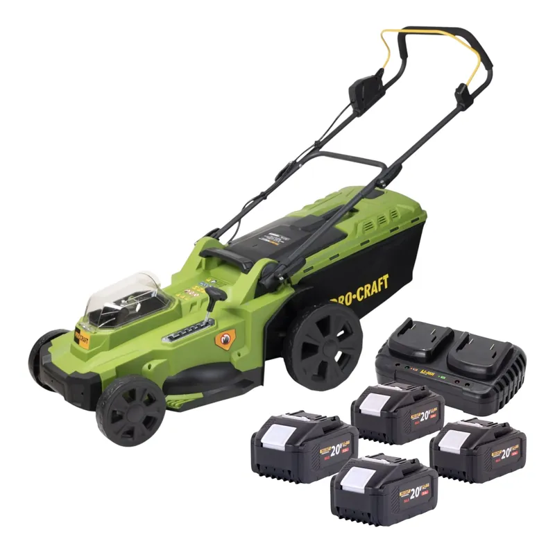 Kracherpreis Procraft PLM22bb Akku Rasenmäher 40 V ( 2x 20 V ) 430 mm Brushless + 4x Akku 8,0 Ah + Ladegerät