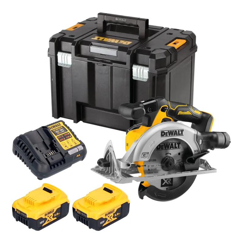 Bestpreis DeWalt DCS 565 P2T Akku Handkreissäge 18 V 165 mm Brushless + 2x Akku 5,0 Ah + Ladegerät + TSTAK