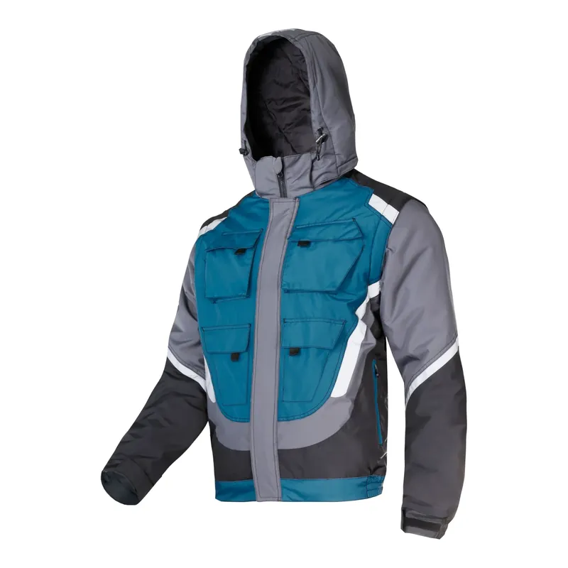 LAHTI PRO Gepolsterte Arbeitsjacke mit Reflexstreifen Größe S ( L4092401 ) schwarz grau türkis Mega-Angebot
