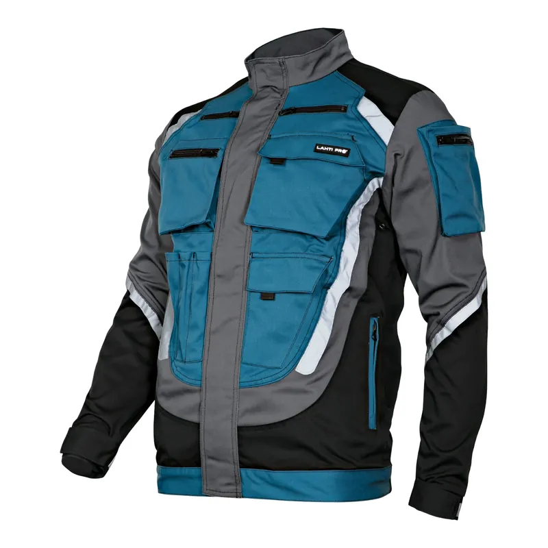 Neu LAHTI PRO Arbeitsjacke mit Reflexstreifen Größe S ( L4040301 ) schwarz grau türkis