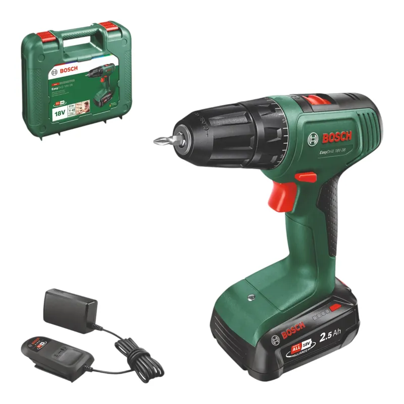 Bosch EasyDrill 18V-38 Akku Bohrschrauber 18 V 38 Nm + 1x Akku 2,5 Ah + Ladegerät + Koffer ( 0615A5008K ) Must-Have