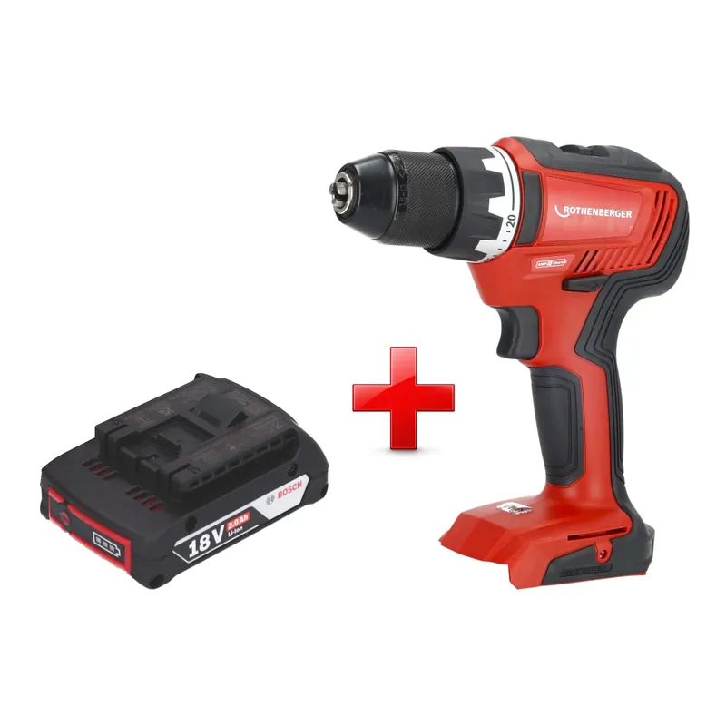Rothenberger RO DD55 Akku Bohrschrauber 18 V 55 Nm Brushless AMPShare + 1x Akku 2,0 Ah - ohne Ladegerät Schnäppchen