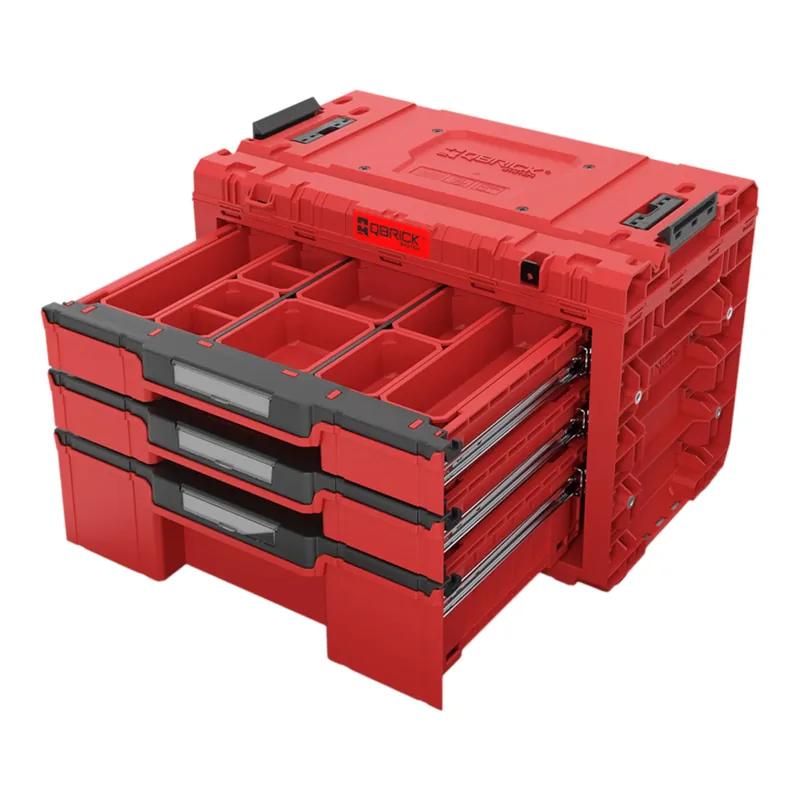Highlight Qbrick System PRIME Drawer 3 Toolbox Expert RED ULTRA HD modularer Werkzeugkasten mit 3 Schubladen 542 x 335 x 369 mm 22,6 l