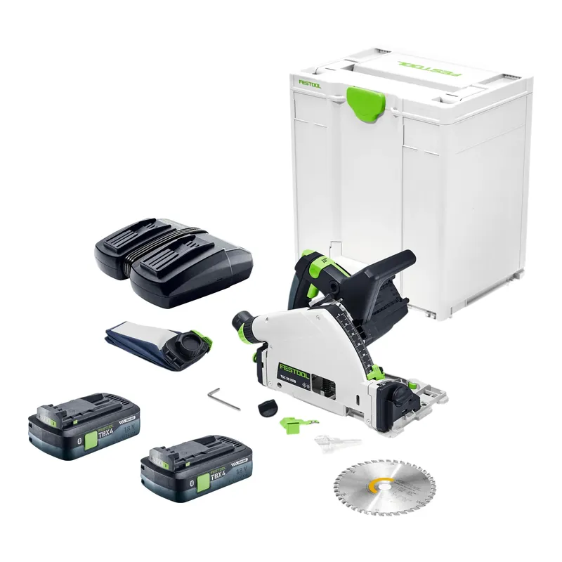 Festool TSC 55 KEB-Basic Akku Tauchsäge 18 / 36 V 160 mm Brushless + 2x Akku 4,0 Ah + Doppelladegerät + Systainer Aktuell