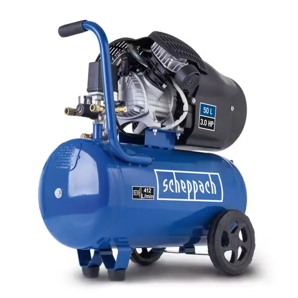 Kompressor HC53DC Scheppach - 2200W | 10Bar| 50L Kessel | Ansaugleistung 412 l/min | Doppelzylinder | Druckminderer Bestpreis