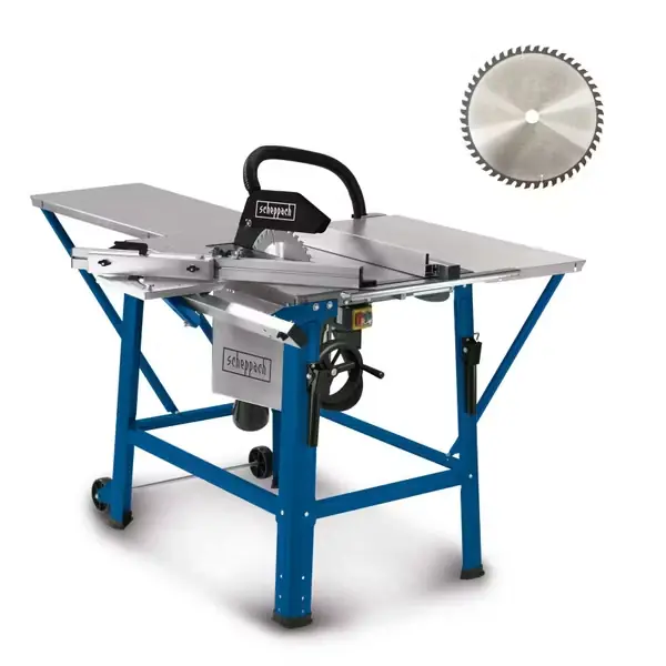 Günstig Tischkreissäge TS310 Scheppach 400V - 83mm Schnitthöhe | Schiebeschlitten | 2. Blatt + Verbreiterung