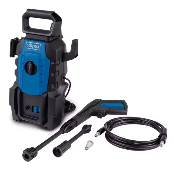 Jetzt Bestellen Hochdruckreiniger HPC1400 Scheppach - 1400W | 110bar Maximaldruck | 390L/h Durchflussmenge | 3m Schlauch | inkl. Verlängerung, Lanze, Filter & Düse