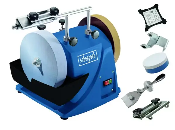 Top-Angebot Nass-Schleifsystem TIGER 2000S Scheppach - inkl. Vorrichtung für Messer, Äxte & Stemmeisen