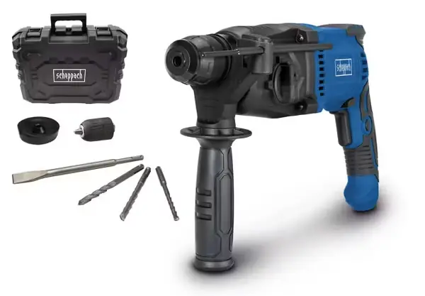 Bestpreis Bohrhammer und Schlaghammer 4in1 HD-800P Scheppach - 800W | 2,5 Joule | inkl. Koffer & Zubehörset