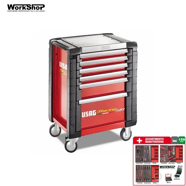 Carrello Usag 519 R6/3I-S U05198022 + Set Utensili 156 utensili manutenzione industriale Nur Heute
