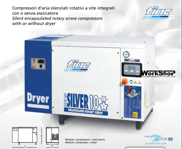 Online Kaufen Compressori rotativi a vite Fiac NEW SILVER D 3 4 5,5 7,5 10 con essicatore