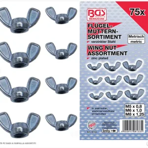 Kracherpreis Set 75 dadi a farfalla M5 - M8 Bgs Fermec BGS8133