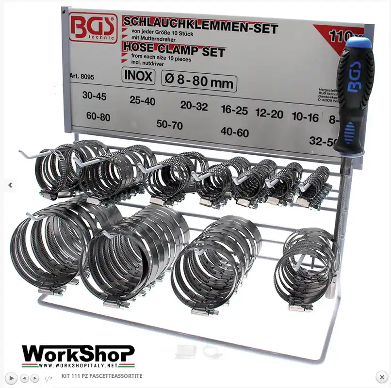 Bestseller Set 111 fascette acciaio inox professionali su espositore BGS FERMEC BGS8095
