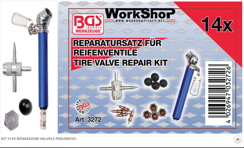 Aktuell Set 14 pezzi riparazione valvole pneumatici Bgs Fermec BGS3272
