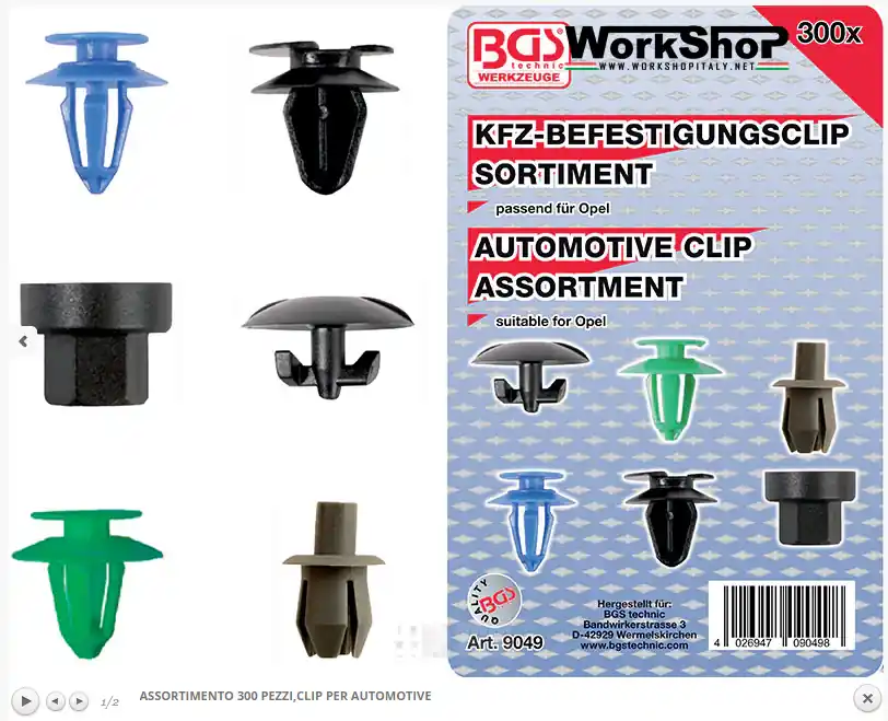 Set 300 clip automotive Bgs Fermec BGS9049 Opel Ford Vw Peugeot Renault Audi Neuheit